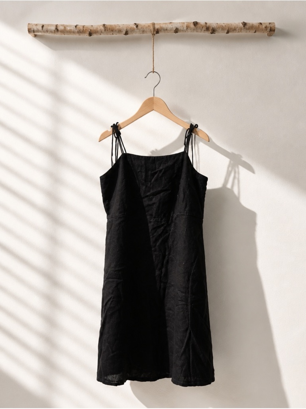 Old Navy Classic Black Tie-Shoulder Linen Blend Dress